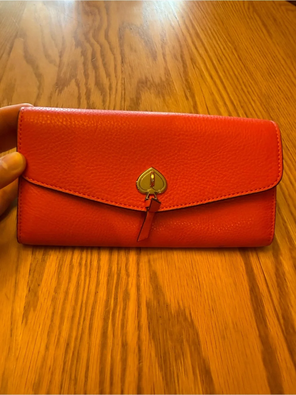 Kate Spade Hot Coral Pink Leather Envelope Wallet